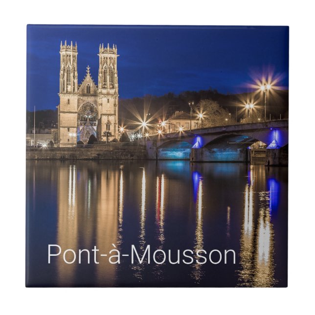 Azulejo De Cerâmica Pont a Mousson Panorama com Moselle Souvenir (Frente)
