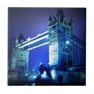 Azulejo De Cerâmica Ponte da torre de Londres & noite azul