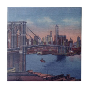 Azulejo De Cerâmica Ponte de Brooklyn do vintage