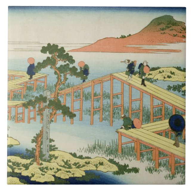 Azulejo De Cerâmica Ponte de oito porções, província de Mucawa, Japão, (Frente)