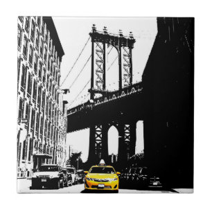 Azulejo De Cerâmica Ponte do Brooklyn - Nova Iorque de Táxi Amarelo Ny
