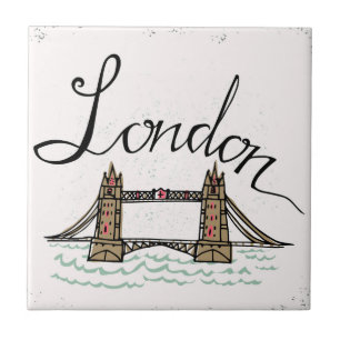 Azulejo De Cerâmica Ponte indicada por letras de Londres da mão