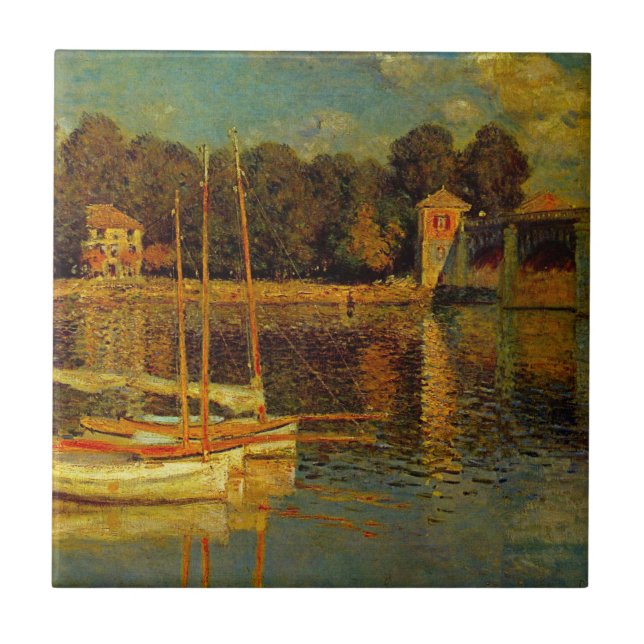 Azulejo De Cerâmica Ponte no Argenteuil por Claude Monet (Frente)