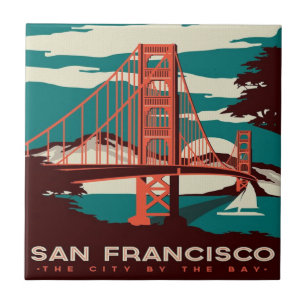Azulejo De Cerâmica Ponte Ouro do Estilo Vintage em São Francisco  