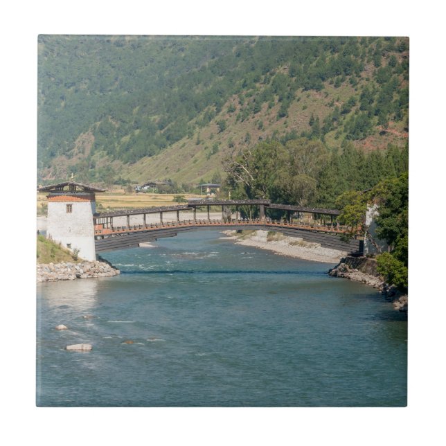 Azulejo De Cerâmica Ponte para Punakha Dzong no Butão (Frente)