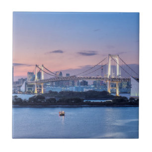 Azulejo De Cerâmica Ponte Rainbow ao crepúsculo