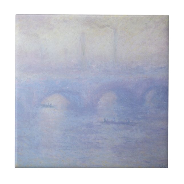 Azulejo De Cerâmica Ponte Waterloo, efeito úmido de Claude Monet (Frente)