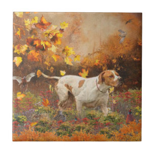 Azulejo De Cerâmica Ponteiro inglês, Autumn Tapeçaria Poster Triptyc