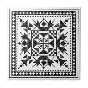 Azulejo De Cerâmica Ponto cruzado original étnico tradicional preto