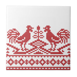 Azulejo De Cerâmica Ponto transversal do Red Rooster