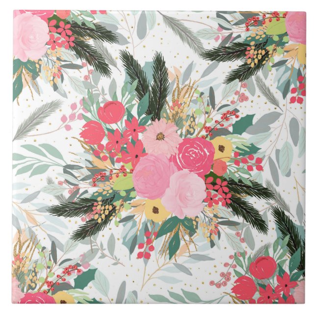 Azulejo De Cerâmica Pontos Brilhantes e Dourados do Inverno Branco Ele (Frente)