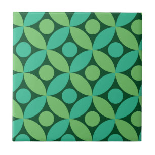Azulejo De Cerâmica Pontos de Meados do Século em Círculos Verde Lima