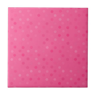 Azulejo De Cerâmica pontos polka rosa quente e rosa francês