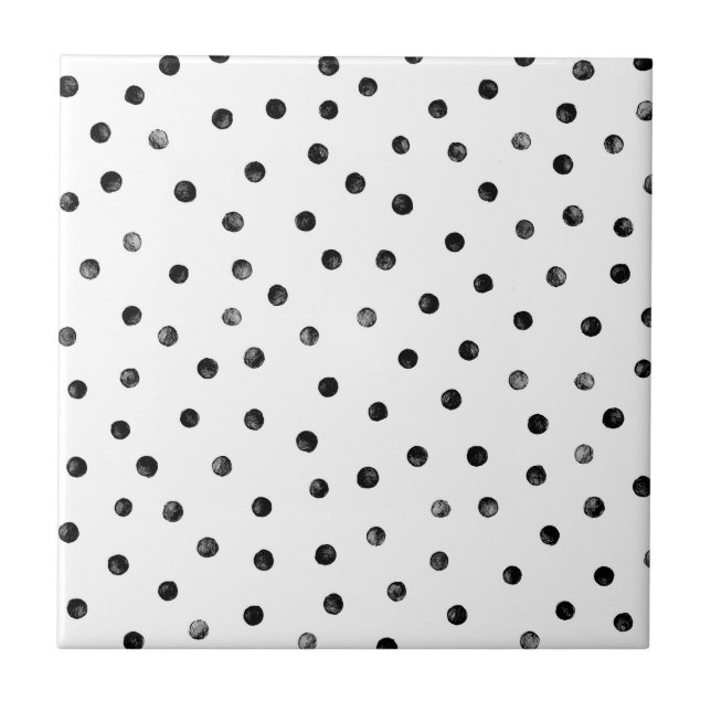 Azulejo De Cerâmica Pontos preto e branco dos confetes (Frente)