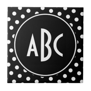 Azulejo De Cerâmica Pontos Pretos e Brancos Monogramados