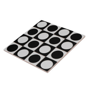 Azulejo De Cerâmica Pontos & quadrados / branco preto + suas ideias