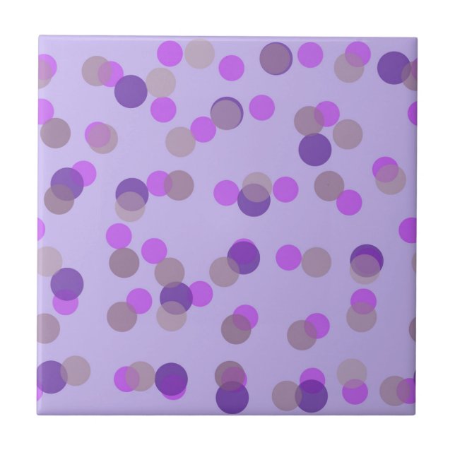 Azulejo De Cerâmica pontos rosa, bege e roxo (Frente)