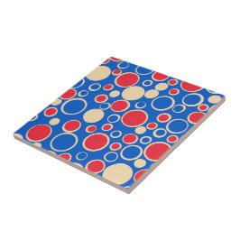 Azulejo De Cerâmica Pontos Vermelhos E Azuis Em Azul