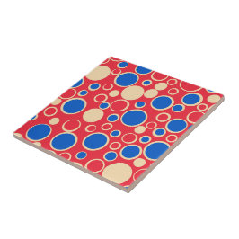 Azulejo De Cerâmica Pontos Vermelhos E Azuis Em Vermelho