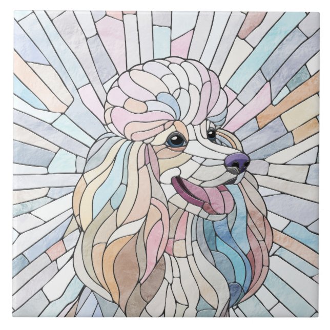 Azulejo De Cerâmica Poodle - arte mosaica pastel (Frente)