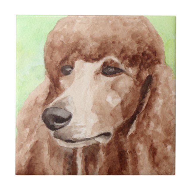 Azulejo De Cerâmica Poodle de Aquarela (Frente)
