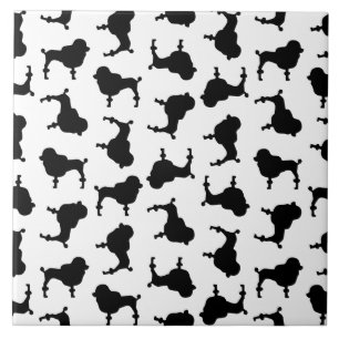 Azulejo De Cerâmica Poodle Dog Silhuettes COR DE FUNDO PERSONALIZADO
