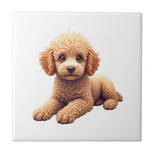 Azulejo De Cerâmica Poodle Engraçado Amante de Animais Cães Gráfico Ca
