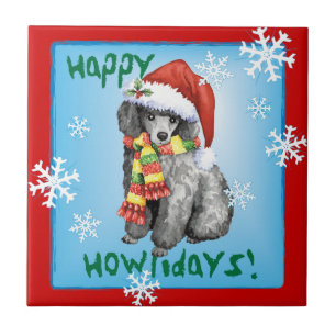 Azulejo De Cerâmica Poodle Miniatura Feliz Howliday