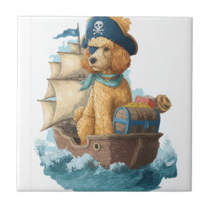 Azulejo De Cerâmica Poodle Pirata � Cão Marinho Engraçado