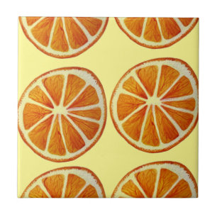 Azulejo De Cerâmica Pop art alaranjado suculento do teste padrão da