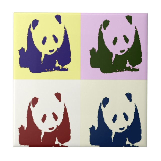 Azulejo De Cerâmica Pop Art Baby Pandas (Frente)