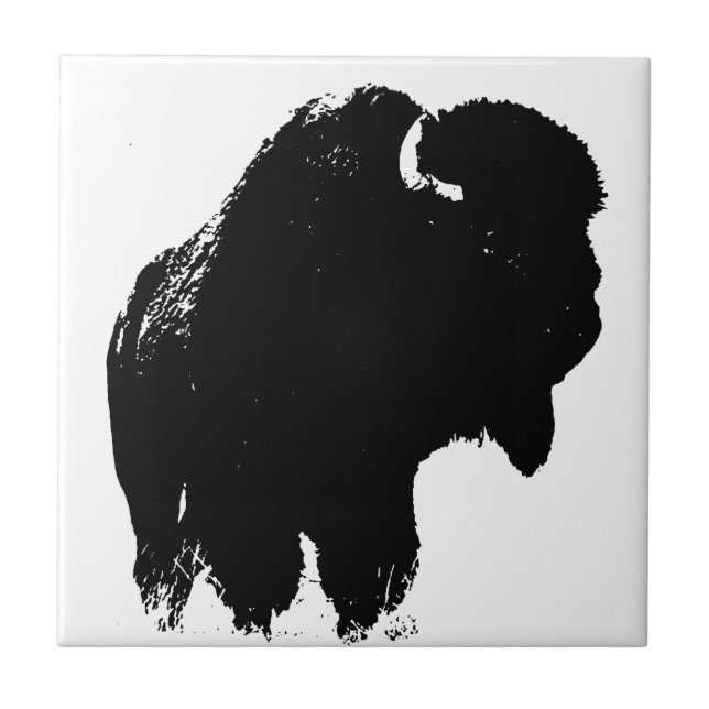 Azulejo De Cerâmica Pop Art Buffalo Bison Silhouette (Frente)