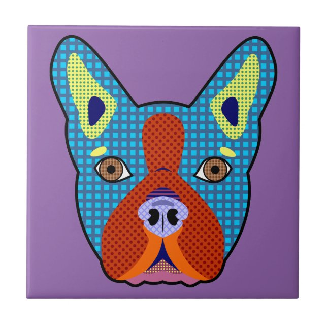 Azulejo De Cerâmica Pop art de Boston Terrier (Frente)