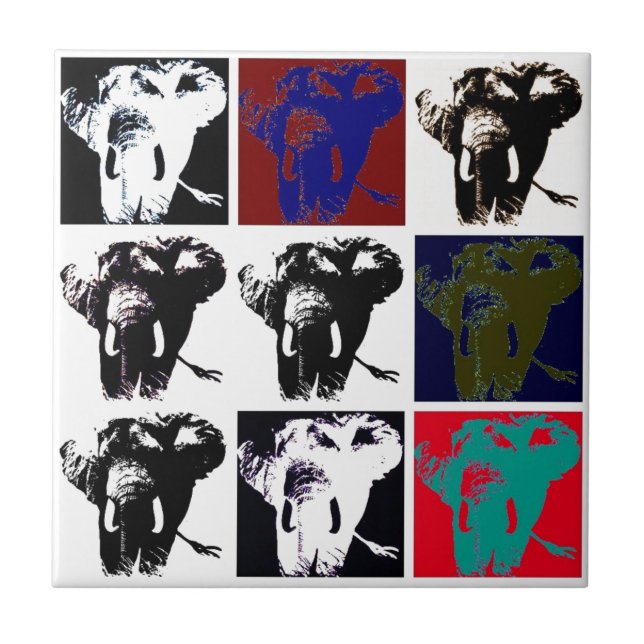 Azulejo De Cerâmica Pop Art Elephants (Frente)
