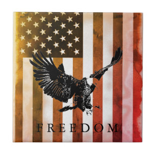 Azulejo De Cerâmica Pop Art EUA Flag Freedom Eagle Landing