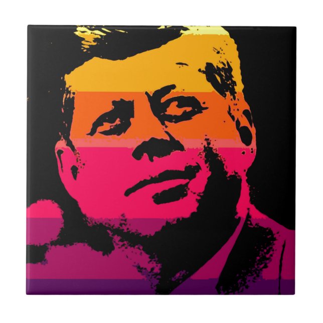 Azulejo De Cerâmica Pop Art Jack JFK John F. Kennedy (Frente)