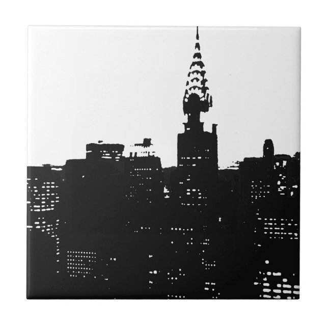 Azulejo De Cerâmica Pop Art New York Silhouette (Frente)