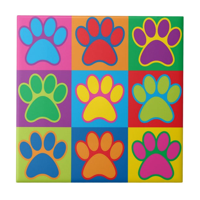 Azulejo De Cerâmica Pop Art Paws (Frente)