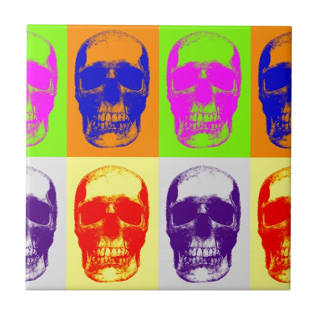 Azulejo De Cerâmica Pop Art Skull (Frente)