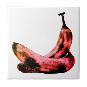 Azulejo De Cerâmica Pop de Arte de Banana Vermelha Cor-de-rosa Legal