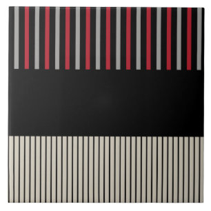 Azulejo De Cerâmica Pop de cor - Stripes vermelhas, Cinzas, preto e br