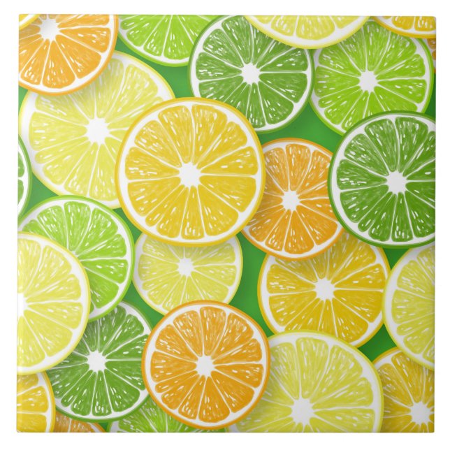 Azulejo De Cerâmica Pop de fatias de fruta Citrus art 3 (Frente)