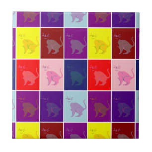 Azulejo De Cerâmica Pop de gato sorridente
