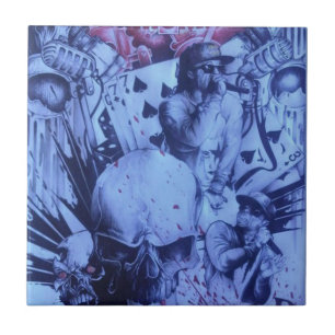 Azulejo De Cerâmica Pop Músicos Impressão de Arte Roxo Azul