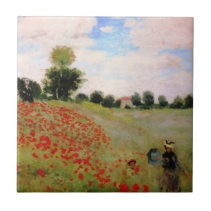 Azulejo De Cerâmica Poppies vermelhos por Monet - Mulher Parasol do Ca