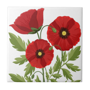 Azulejo De Cerâmica Poppy alegre Flores de Verão