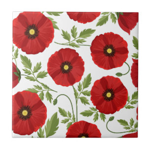 Azulejo De Cerâmica Poppy alegre Flores de Verão