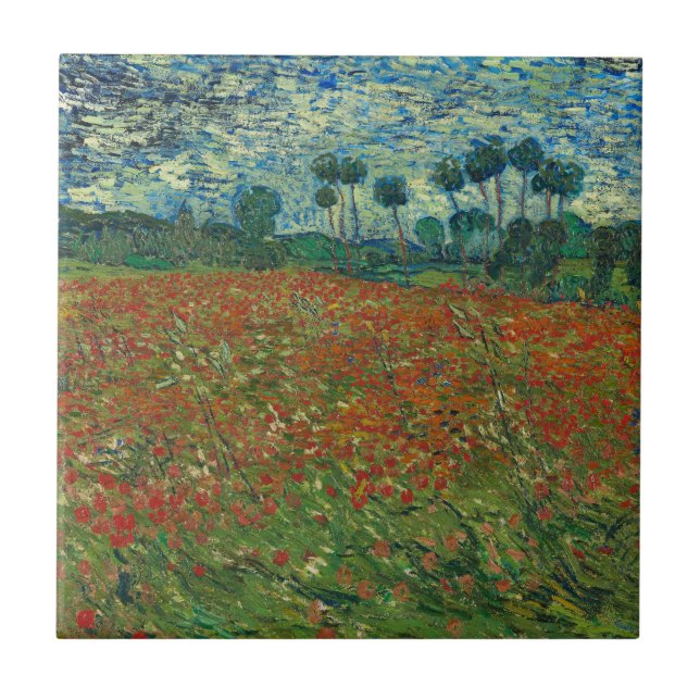 Azulejo De Cerâmica Poppy Field - Vincent van Gogh (Frente)