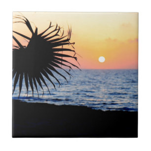 AZULEJO DE CERÂMICA POR DO SOL BONITO DA PRAIA