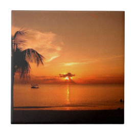 Azulejo De Cerâmica Pôr do Sol de Verão
